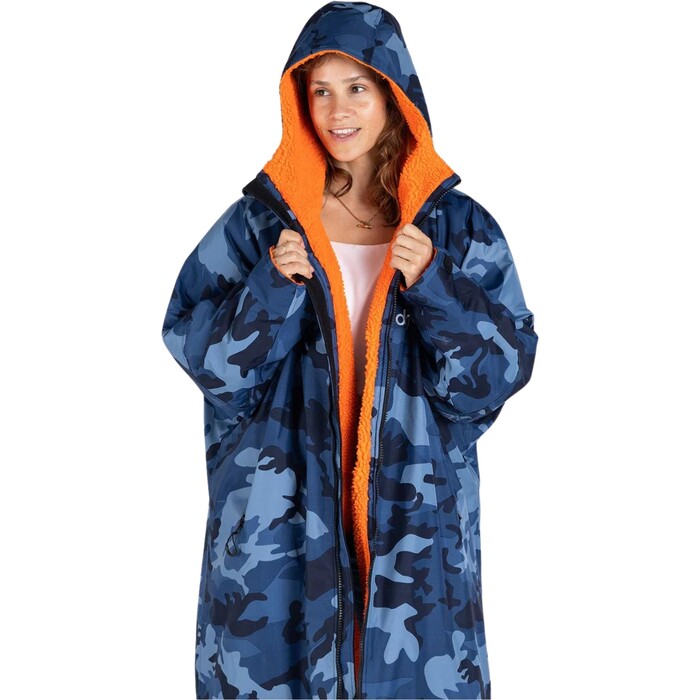 2024 Dryrobe Advance Langrmliges Wickelkleid Robe V3 DALSV3 - Blue Camo / Orange